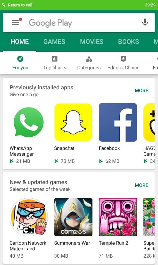 Inicie la aplicación Play Store en su dispositivo