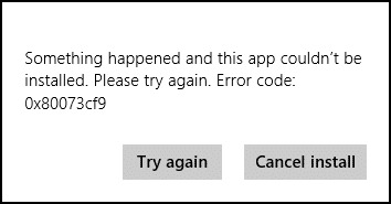 Solucionar el error de la tienda de Windows 10 0x80073cf9