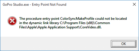 Solucionar error de punto de entrada no encontrado en Windows 10