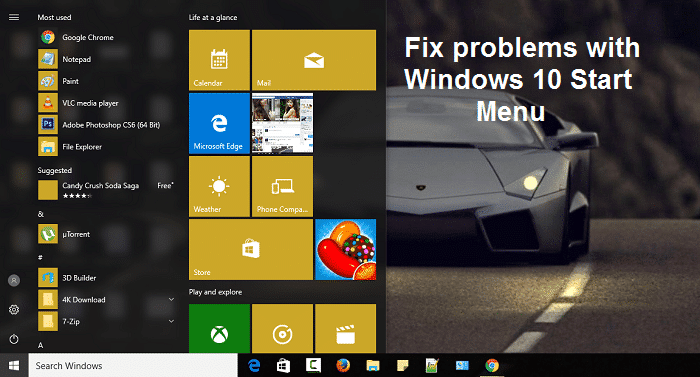 Solucionar problemas con el menú de inicio de Windows 10