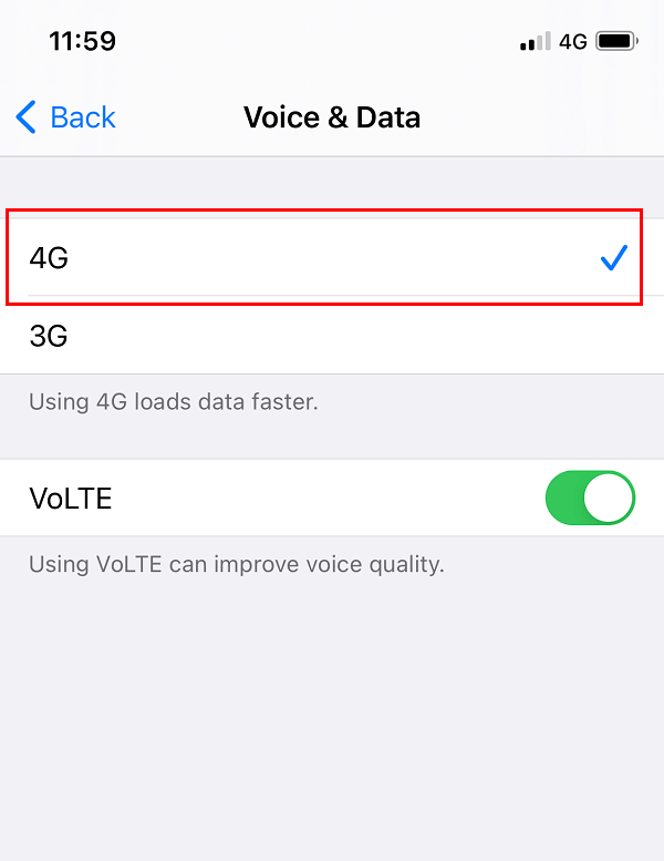 Cómo verificar si el iPhone admite 4g Volte