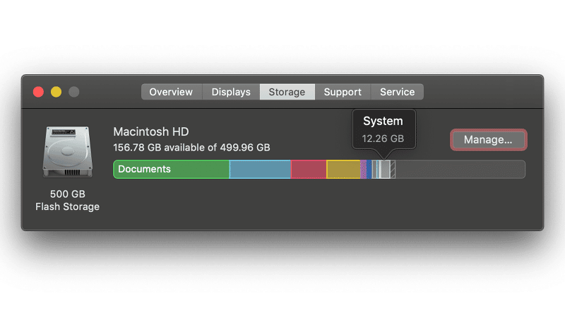 Cómo eliminar el sistema en Mac: asignación de almacenamiento