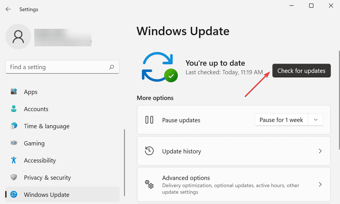 Busque actualizaciones para corregir el error de pantalla verde de Windows 11
