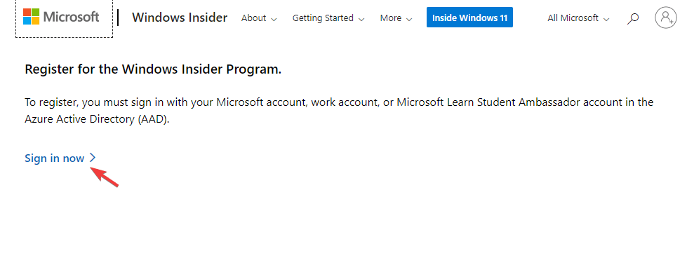 registrarse en el programa Windows Insider