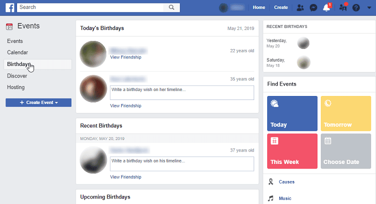 Cómo ver los cumpleaños de amigos en Facebook