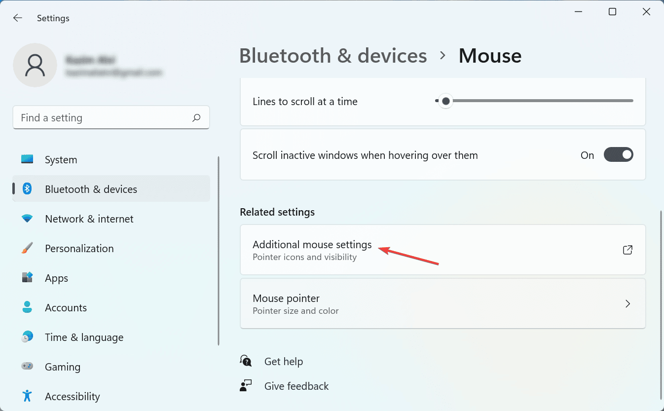 Configuraciones adicionales del mouse para corregir el retraso del mouse bluetooth de Windows 11