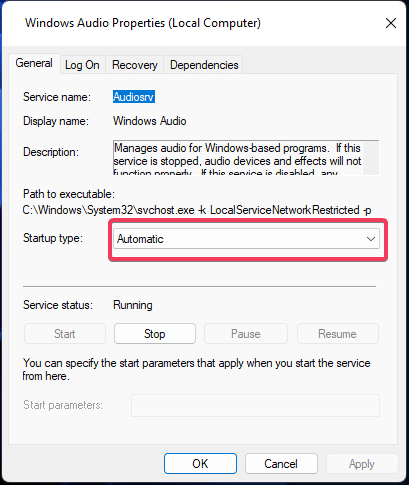 El servicio de audio de Windows falla el servicio de audio de Windows Windows 11