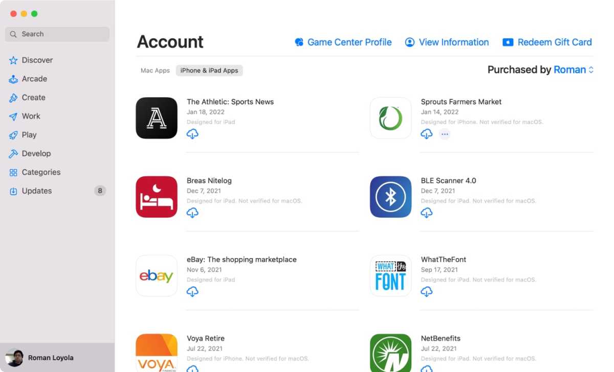 Aplicaciones compradas en la App Store