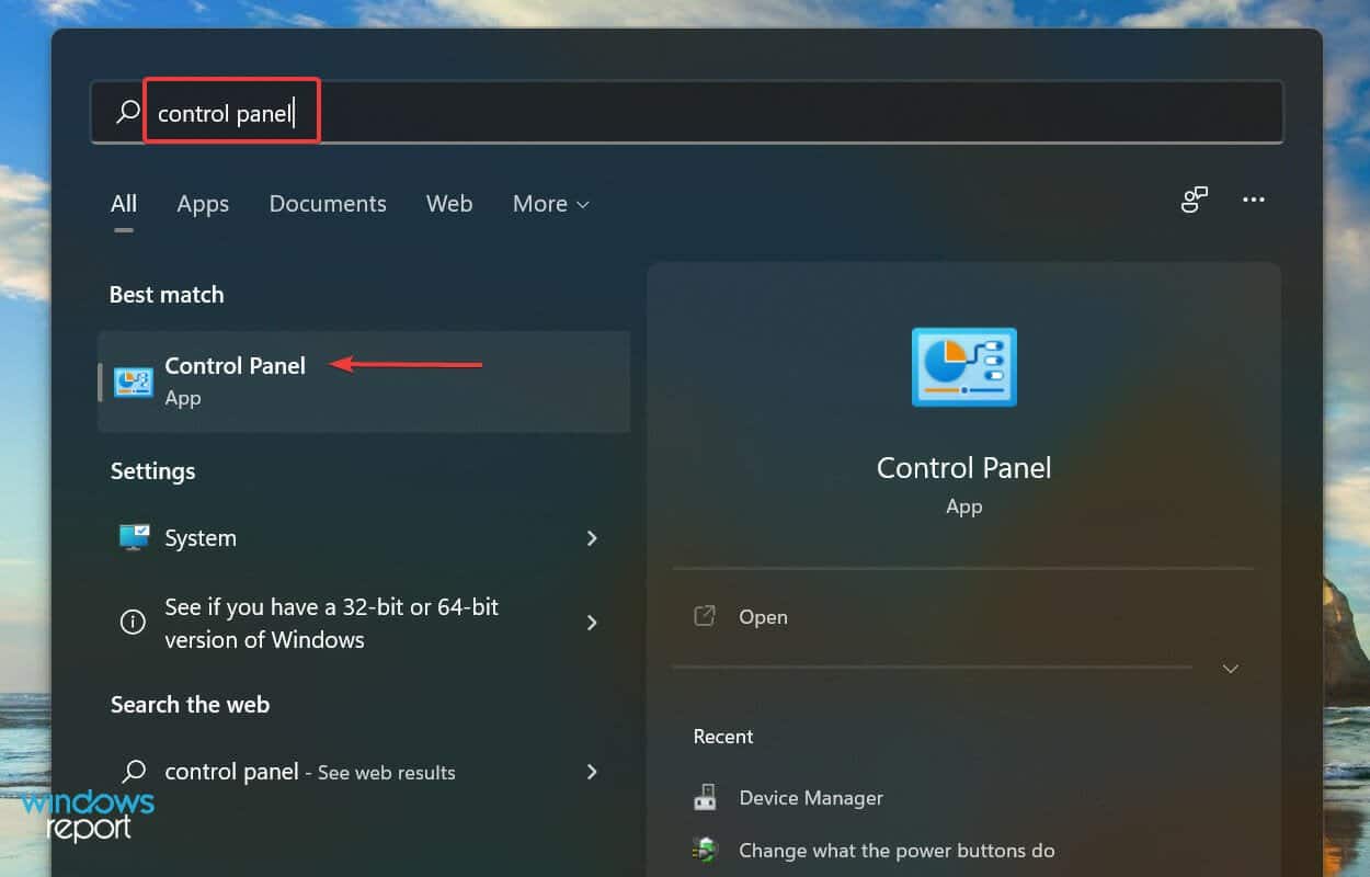 inicie el Panel de control para ver cómo compartir pantalla de Windows 11 a TV