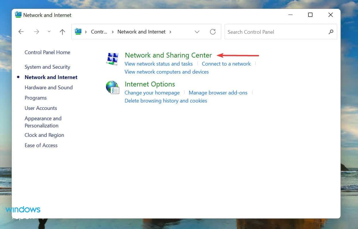 Centro de redes y recursos compartidos sobre cómo compartir pantalla de Windows 11 a TV