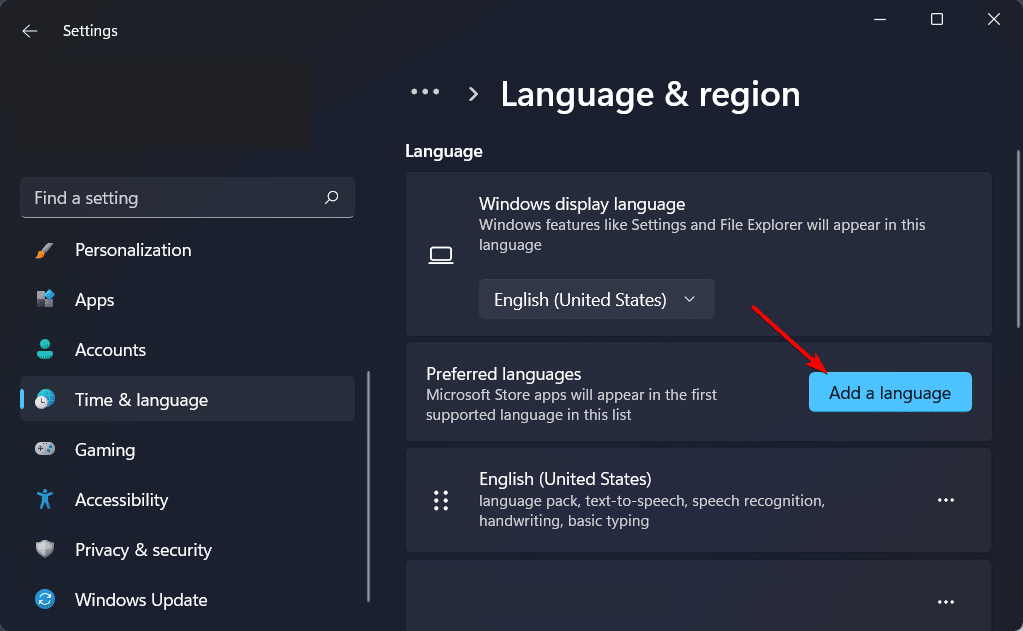 Agregar idioma no puede cambiar el idioma de visualización de Windows 11