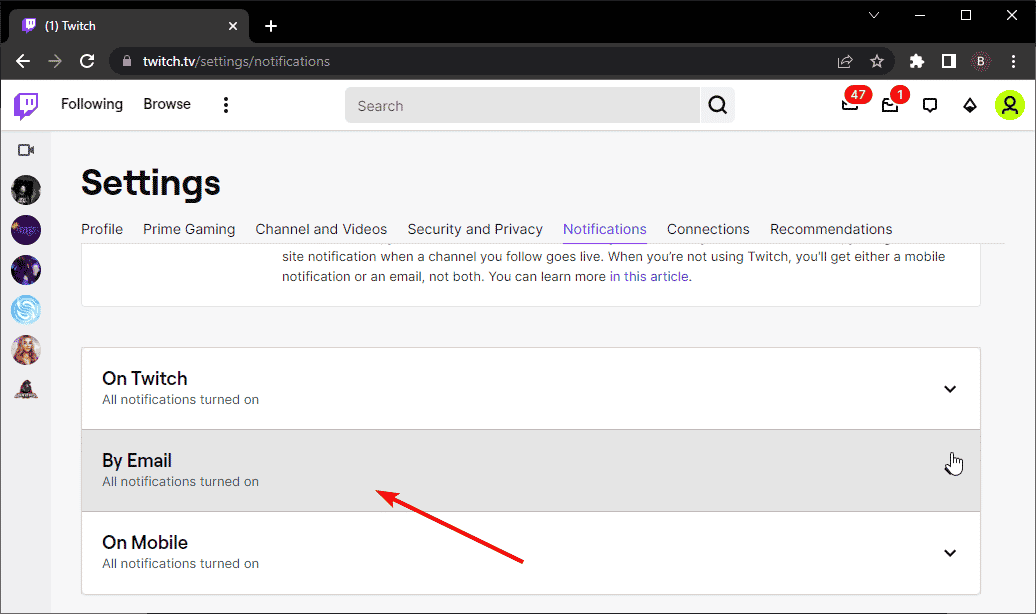 por correo electrónico las notificaciones de contracción no funcionan