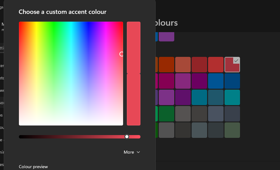 La herramienta de selección de color cambia el color de la barra de tareas en Windows 11