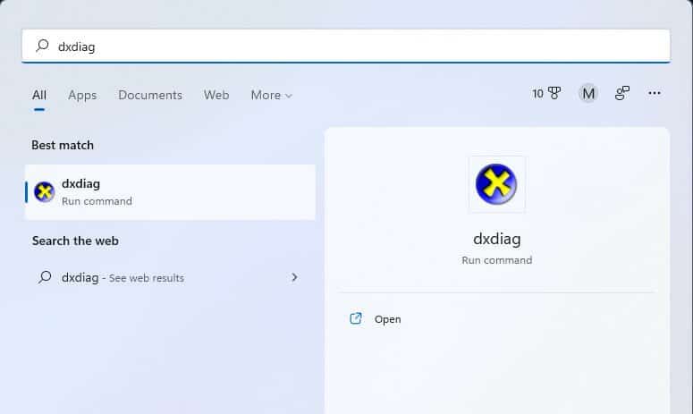dxdiag windows 11