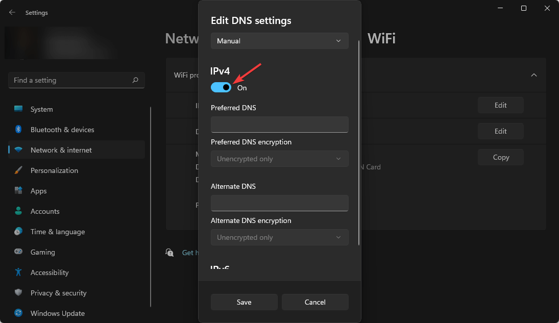 habilitando ipv4 dns win11