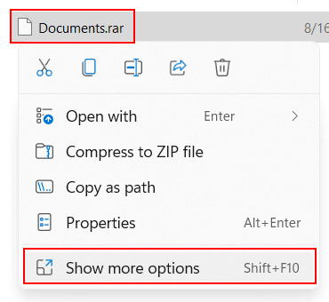 Abrir un archivo RAR en Windows 11