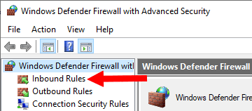 Reglas de entrada del Firewall de Windows