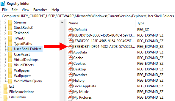 Capturas de pantalla del valor de la cadena en el Editor del Registro de Windows