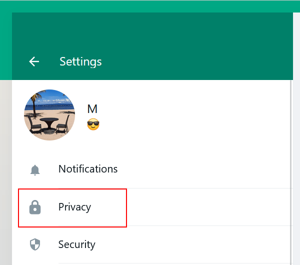 Abrir la configuración de privacidad en WhatsApp Web