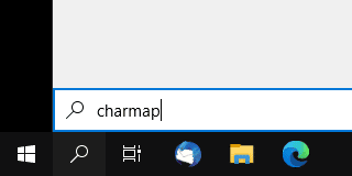 Abrir el mapa de caracteres en Windows 10 mediante la búsqueda