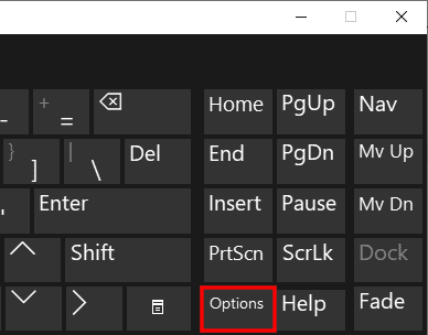 Tecla de opciones del teclado en pantalla