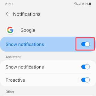 Desactivar las notificaciones de las aplicaciones de Google