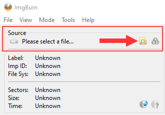 ImgBurn Botón Buscar un archivo