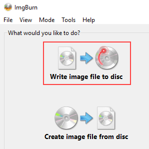 ImgBurn Escribir archivo de imagen en modo disco