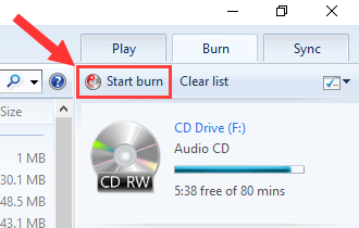 Botón de inicio de grabación del Reproductor de Windows Media