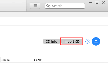 Opción CD de importación de iTunes