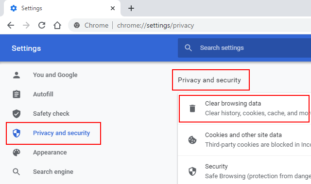 Opción Borrar datos de navegación en Google Chrome