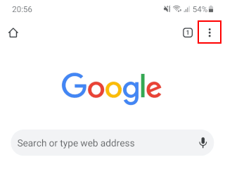 Botón de menú en Google Chrome en Android