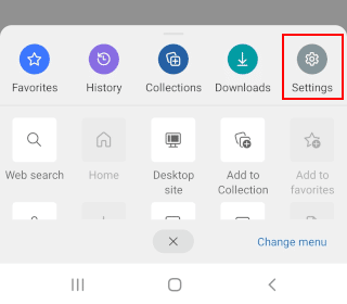 Abrir Configuración en Microsoft Edge en Android