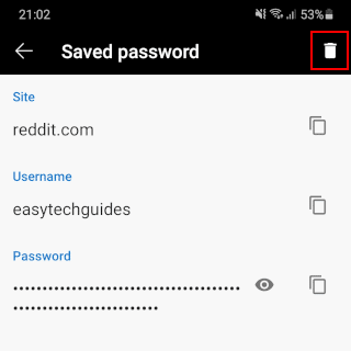 Eliminar una contraseña guardada en Microsoft Edge en Android