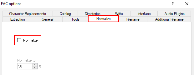 Ajustes de normalización EAC