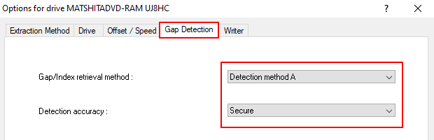 Ajustes de detección de gab EAC