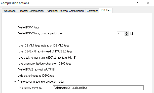 Configuración de la etiqueta EAC ID3