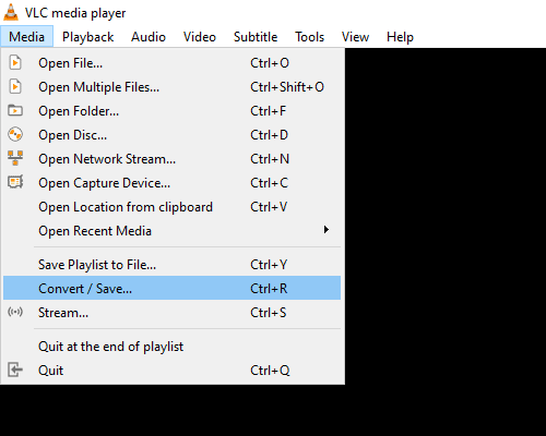 Opción Convertir / Guardar de VLC