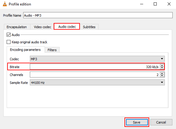 Configuración del perfil VLC