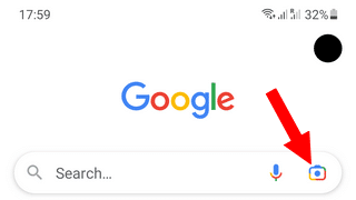 Icono de la cámara en la aplicación Google