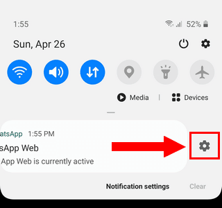 Abre los ajustes de notificaciones de WhatsApp desde el panel de notificaciones