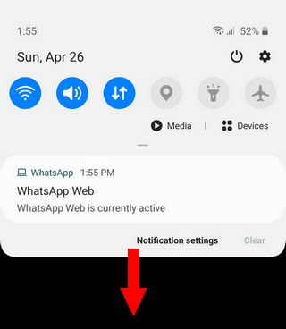 Panel de notificaciones de Samsung