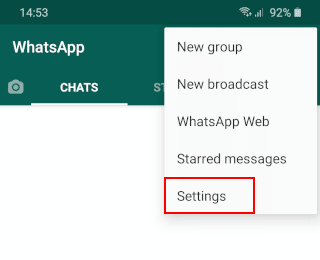 Abrir los ajustes de WhatsApp