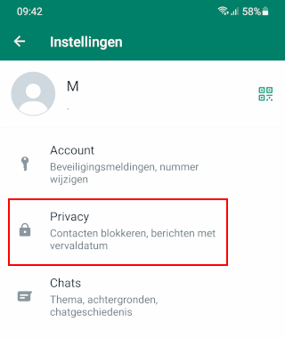 Abrir la configuración de privacidad de WhatsApp