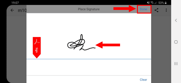 Dibujar una firma en la aplicación Adobe Fill & Sign