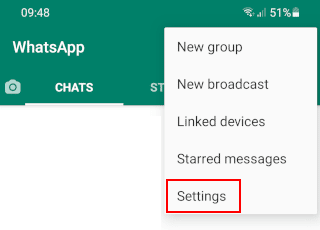 Abrir los ajustes de WhatsApp