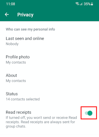 Cómo desactivar los acuses de recibo de lectura en WhatsApp en Android