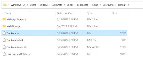 Archivo de marcadores de Microsoft Edge